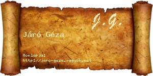 Járó Géza névjegykártya