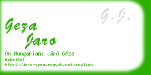 geza jaro business card