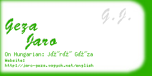 geza jaro business card